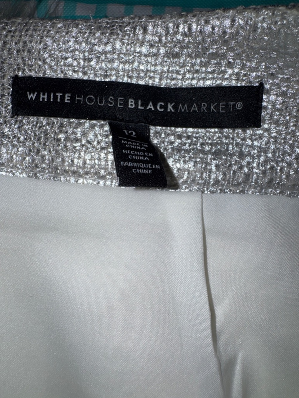 White House Black Market Metallic Silver Mini Skirt Sz 12 - Picture 4 of 8